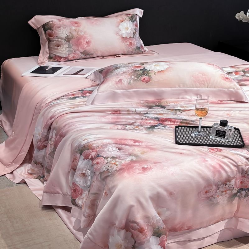 【贝蒂】粉紫夏凉被四件套可机洗裸睡空调被子数码印花凉感夏被