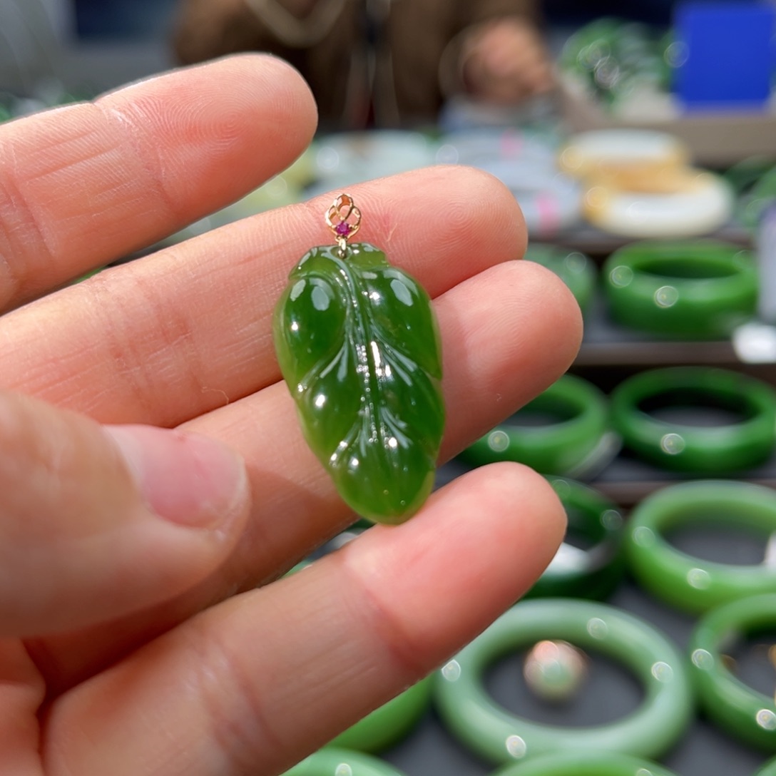 和田玉（碧玉）颈饰银S925镶嵌