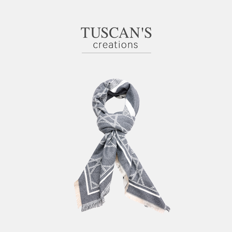TUSCAN'S CREATIONS围脖围巾保暖女几何图案格纹复古港风时代双鱼