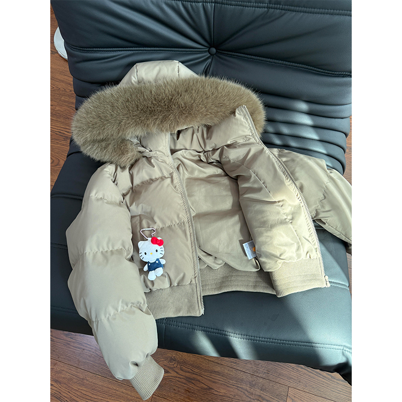 300斤胖mm大码女装高级感美式驼色大毛领棉服女时尚冬季保暖棉衣