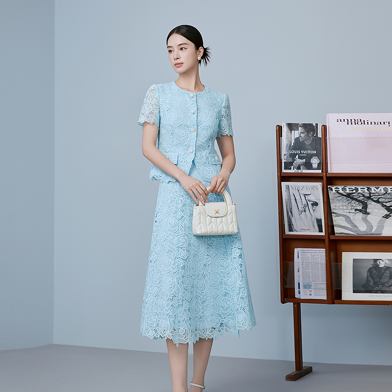 MOJO.S.PHINE轻奢女装新春气质蕾丝修身套装上衣/MOGB02WJK001U41