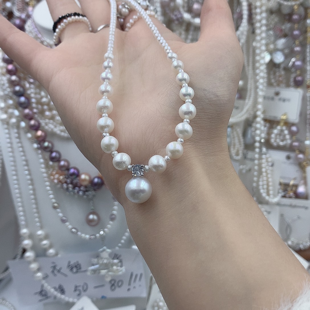 东***哥银S925镶嵌淡水珍珠耳饰