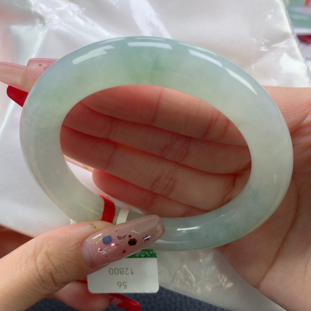 翡翠未镶嵌手镯5657圆条