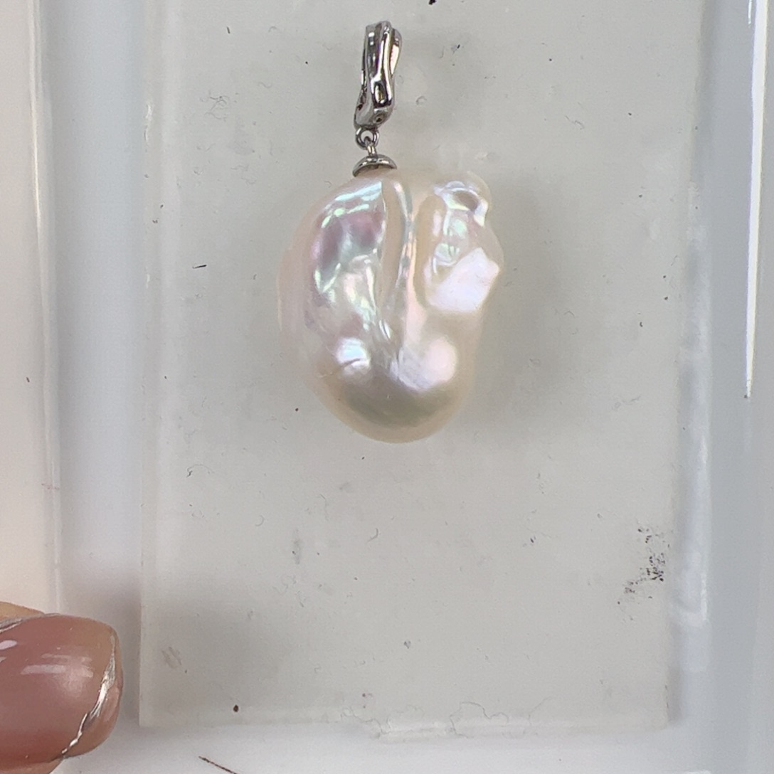淡水珍珠吊坠(不含链)银S925镶嵌