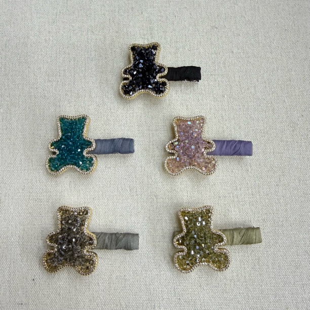 水晶小熊发夹女水晶发卡高级感侧边刘海夹子碎发气质百搭款