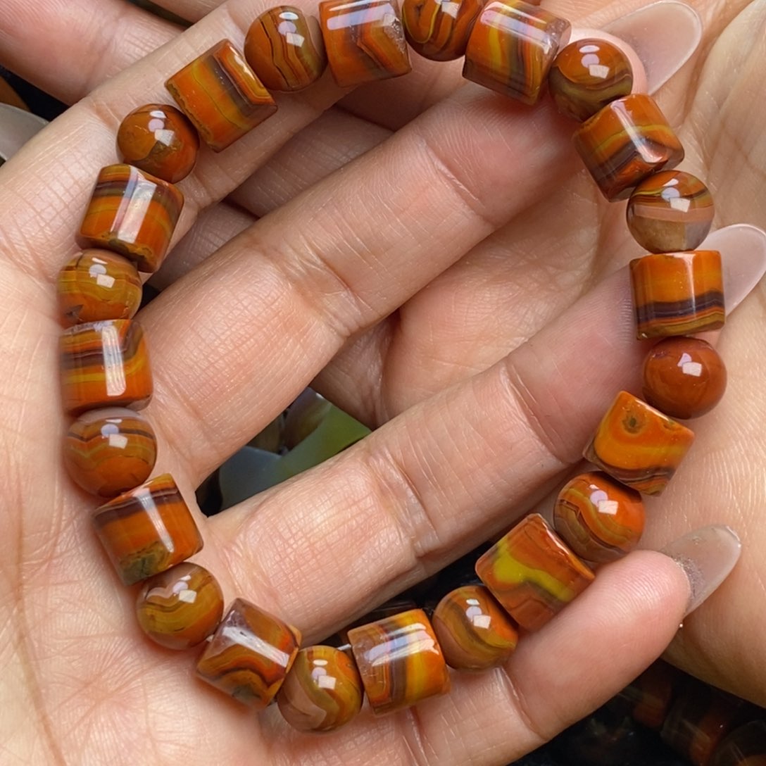 玛瑙/玉髓手链未镶嵌战国红