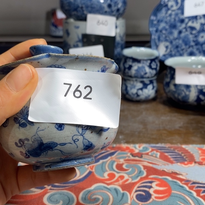 琳***玲青花瓷景德镇手绘蝴蝶粗陶万花盖碗