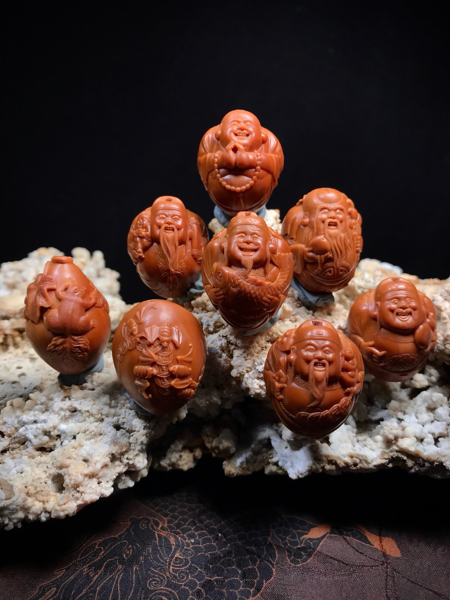 【竹子核雕】【福禄寿喜财乐】2.1×2.6苏工南工纯手工JY500353