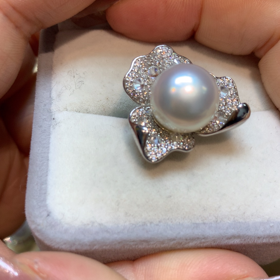 海水珍珠戒指银S925镶嵌