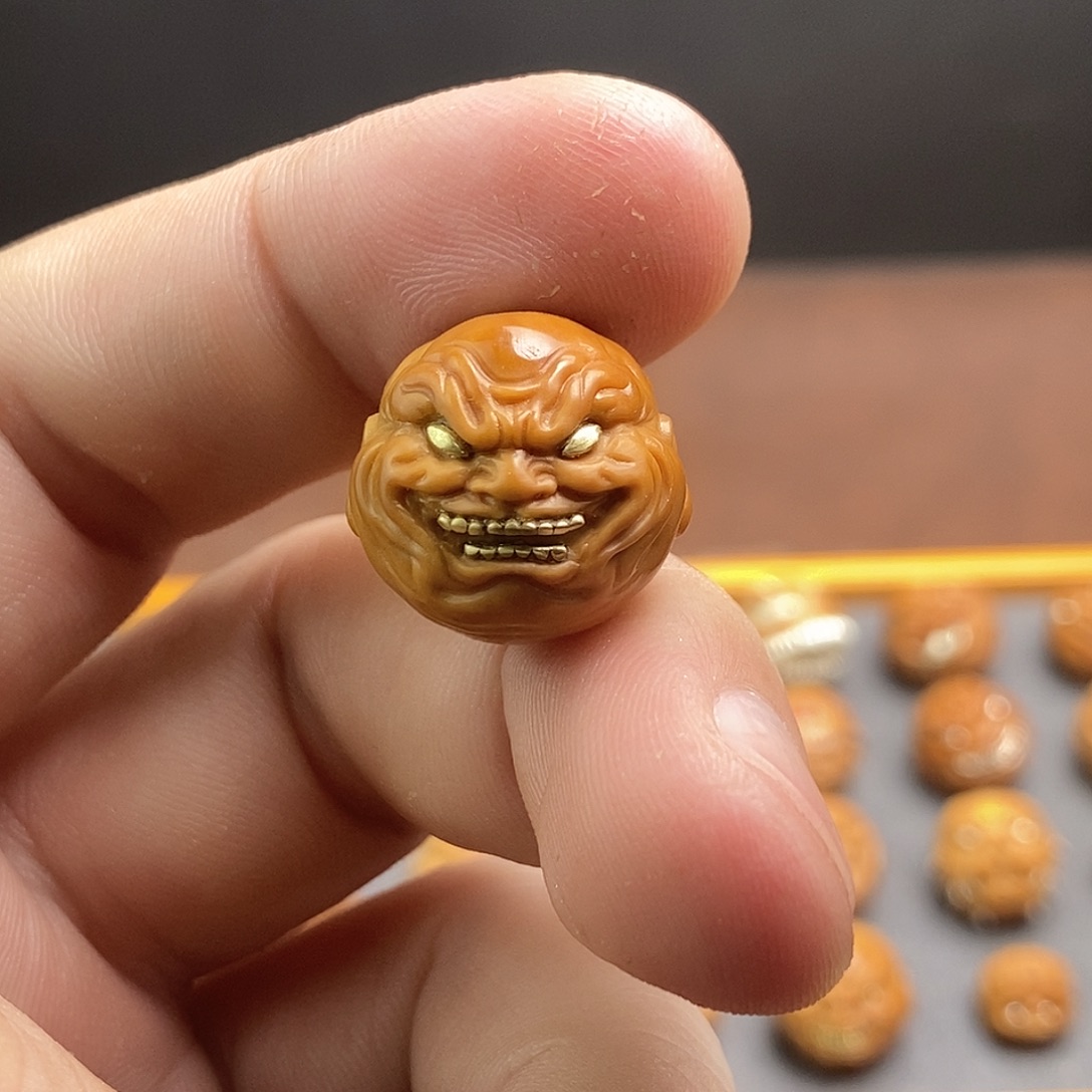 猴头单颗雕刻镶嵌恶僧微笑