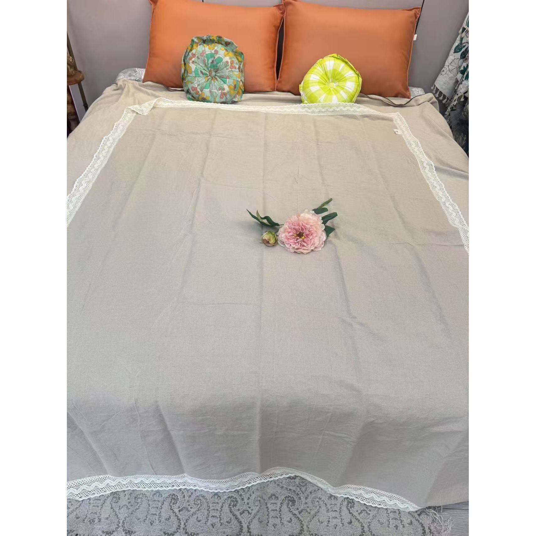 《夏之雨露》汉麻雨露麻5支花边工艺毯子床单