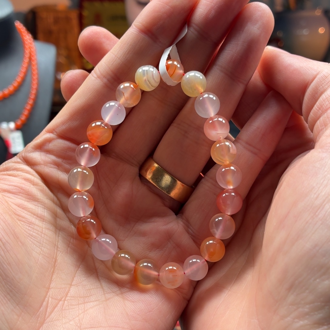 南红玛瑙未镶嵌手串原矿保山杨柳冰飘多宝手串卡8+