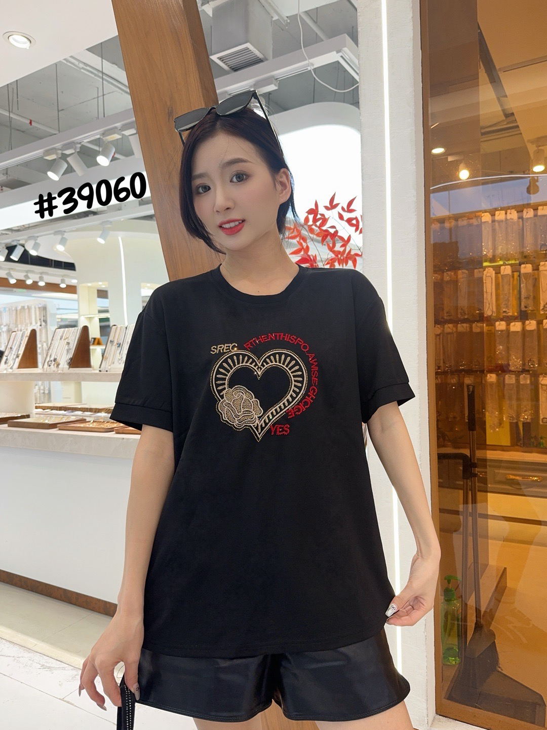 休闲风常规版型时尚中老年女装韩版半袖印花上衣女式3960