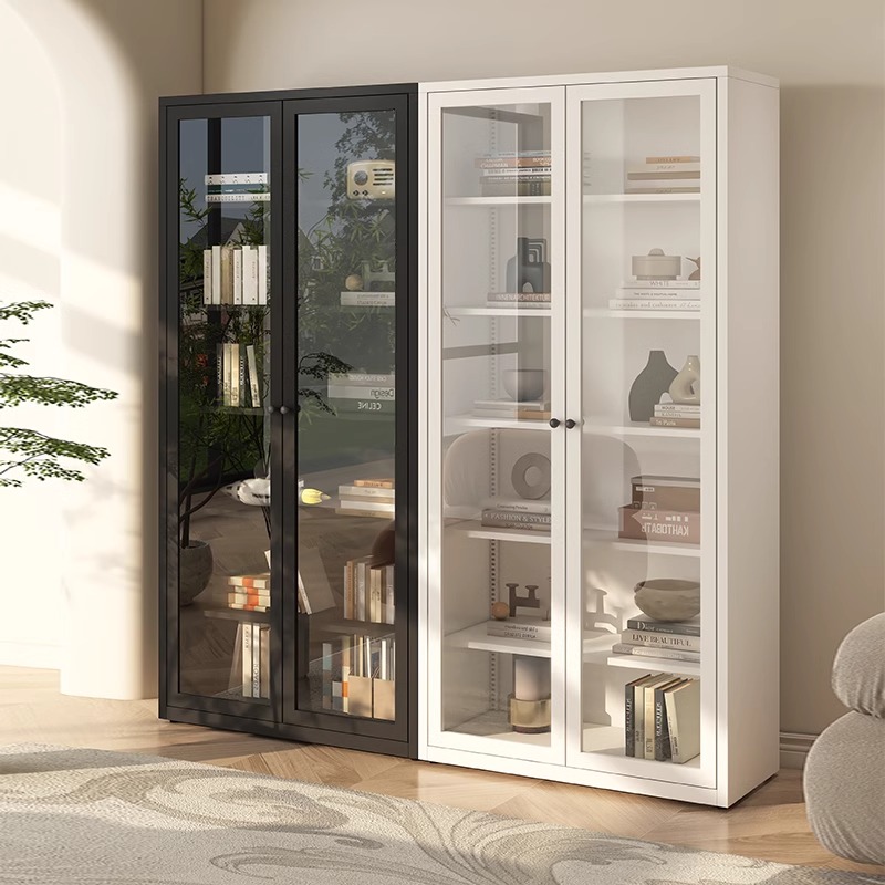 铁艺书柜置物柜家用客厅简约储物柜玻璃防尘展示柜学生书籍收纳柜