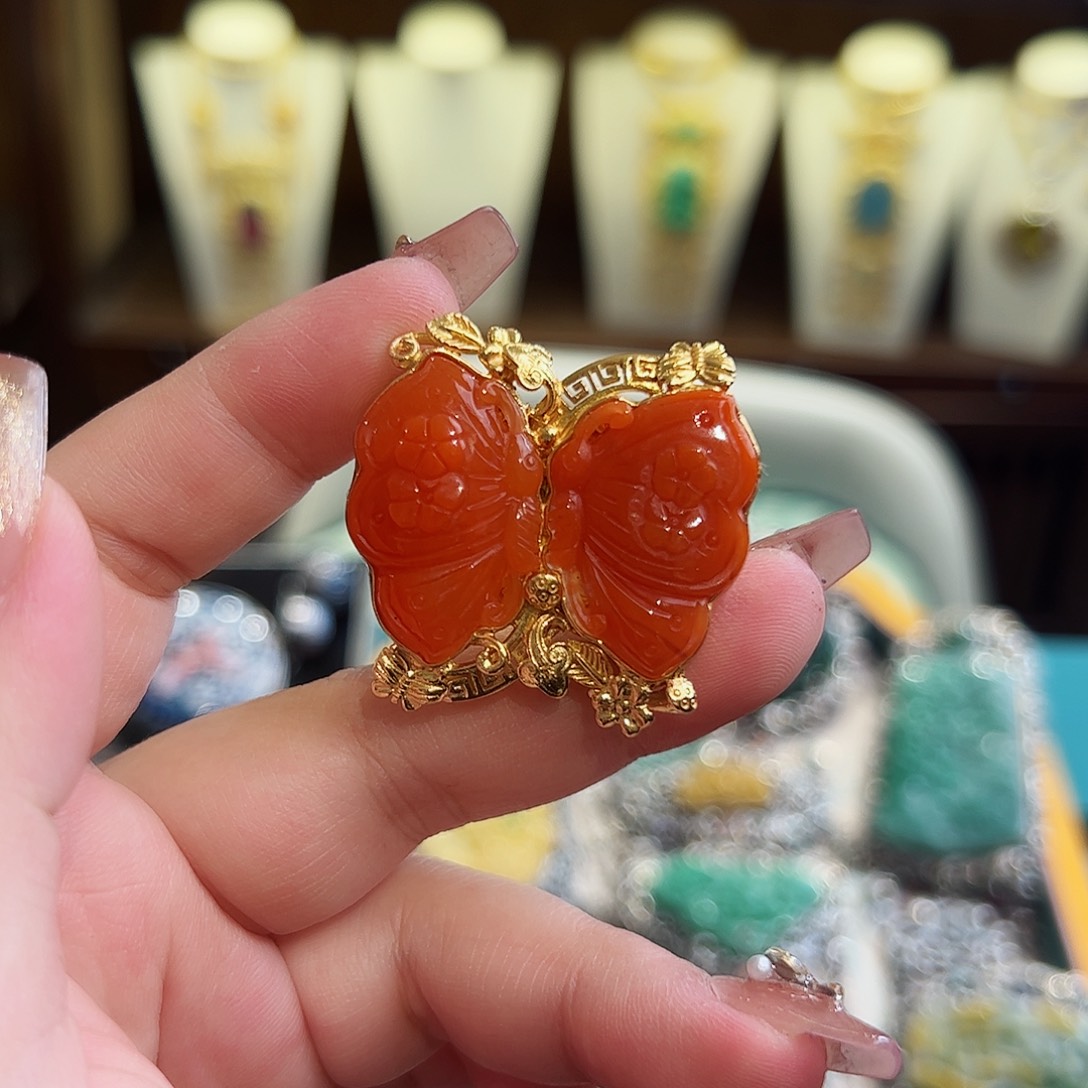 玛瑙戒指/指环银S925镶嵌古风