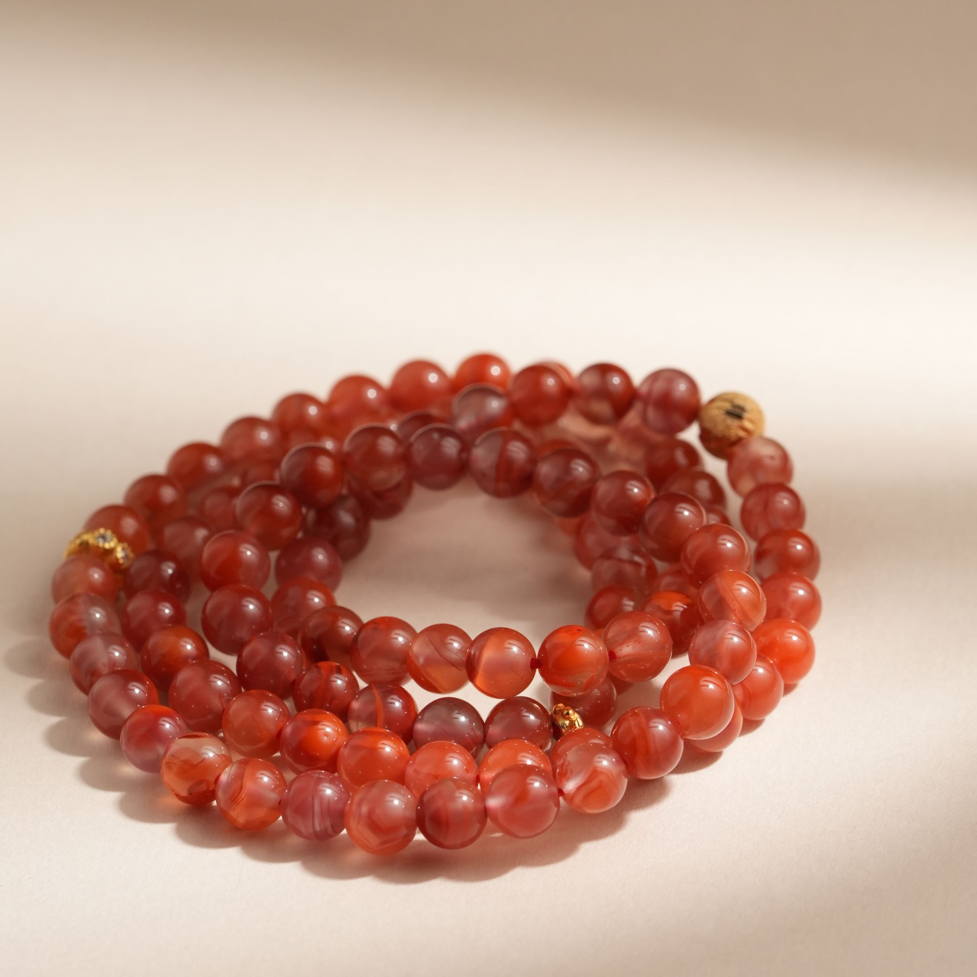 南红火焰项链s925-5mm+-多样性发其一-ms71-1257