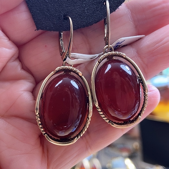 琥珀银S925镶嵌耳饰耳环