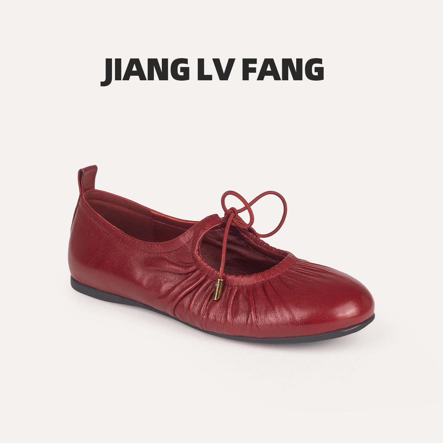 JIANG LVFANG【芭蕾蝴蝶】匠心高定复古褶皱百搭真皮蝴蝶结女鞋