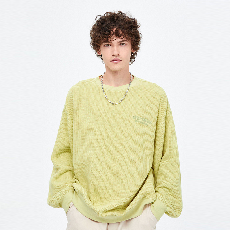 SPARTACKS刺绣毛衣国潮牌宽松秋冬季情侣美式潮流宽松休闲针织衫