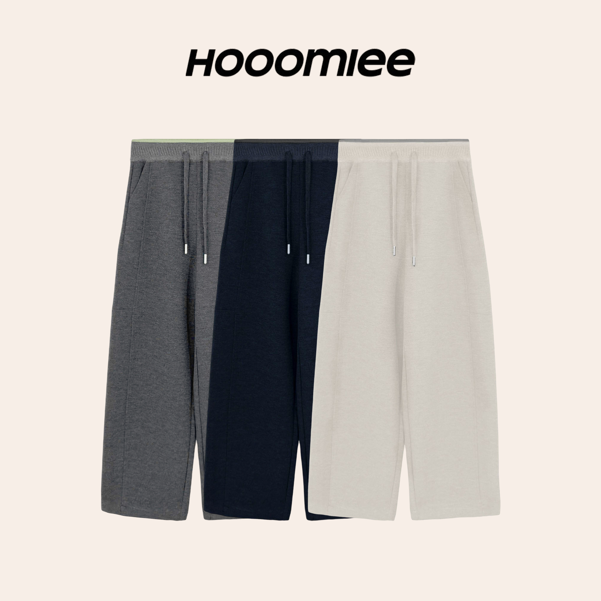Hooomiee纯色抽绳休闲裤秋冬厚款百搭时尚女士长裤(神裤）ML1849