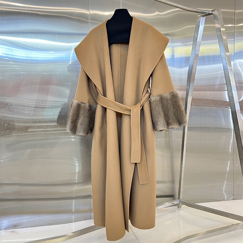 2024秋冬新款韩国双面羊绒大衣女中长款高端显瘦外套大翻领毛呢子