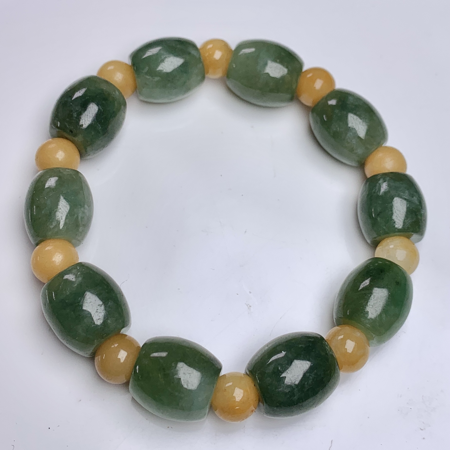 A级上等正品高端缅甸油青炫彩黄加绿路路通女生正品翡翠翡翠珠串