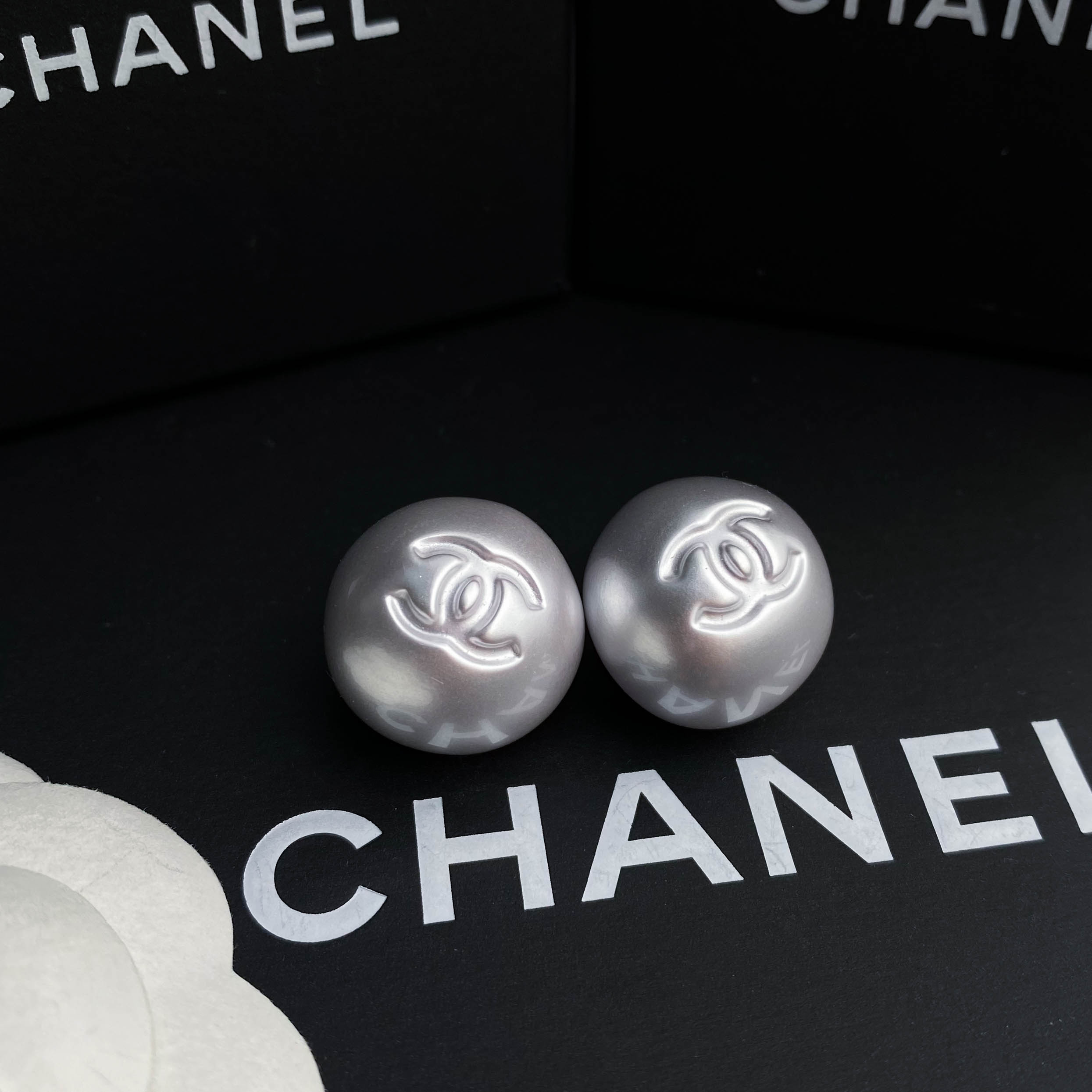 未使用 Chanel/香奈儿 FL闲置25C新款 双Clogo珍珠 小号耳钉S6257