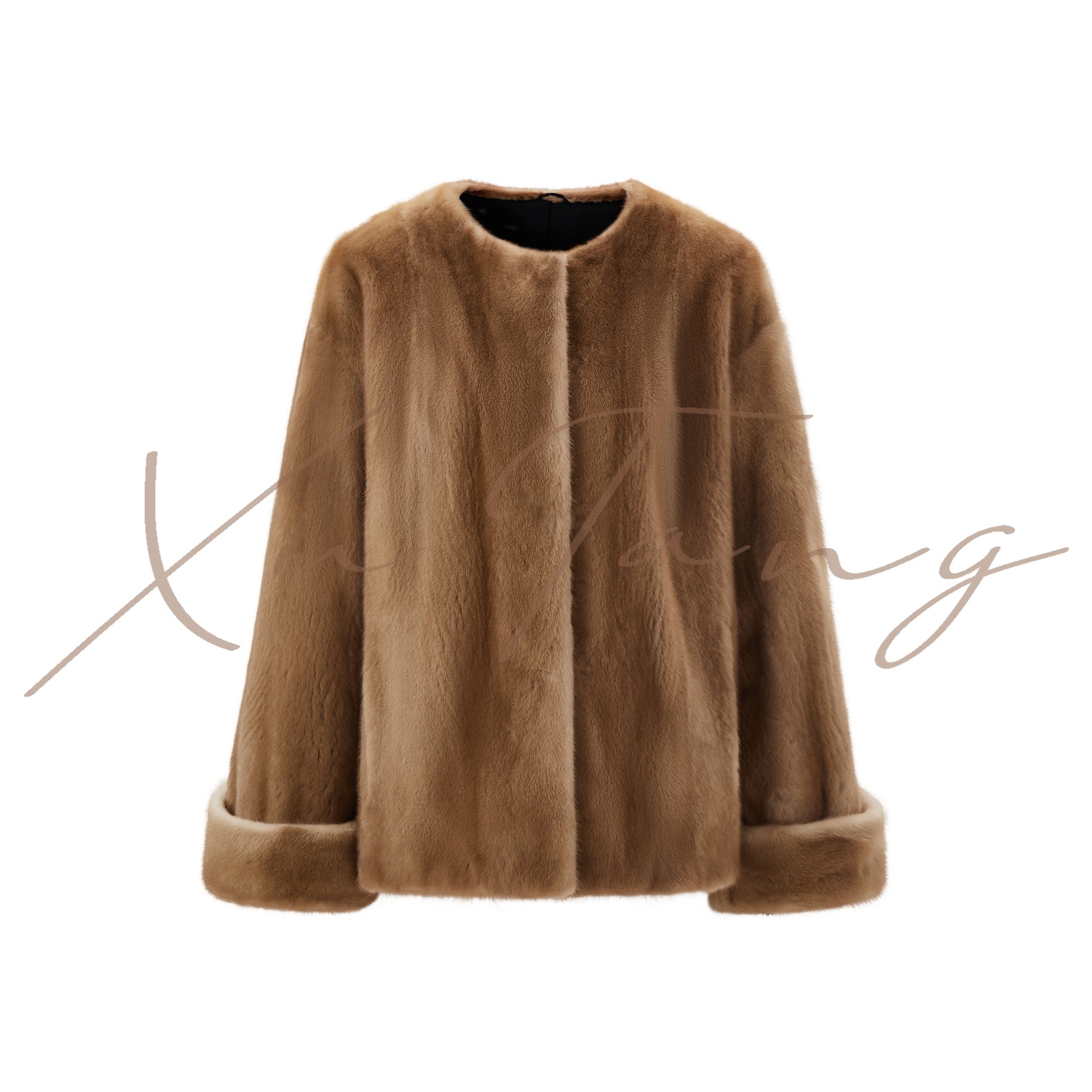 XuTang昫棠皮草棠颂系列赤缨艳红啡圆领进口皮水貂紫金短二级