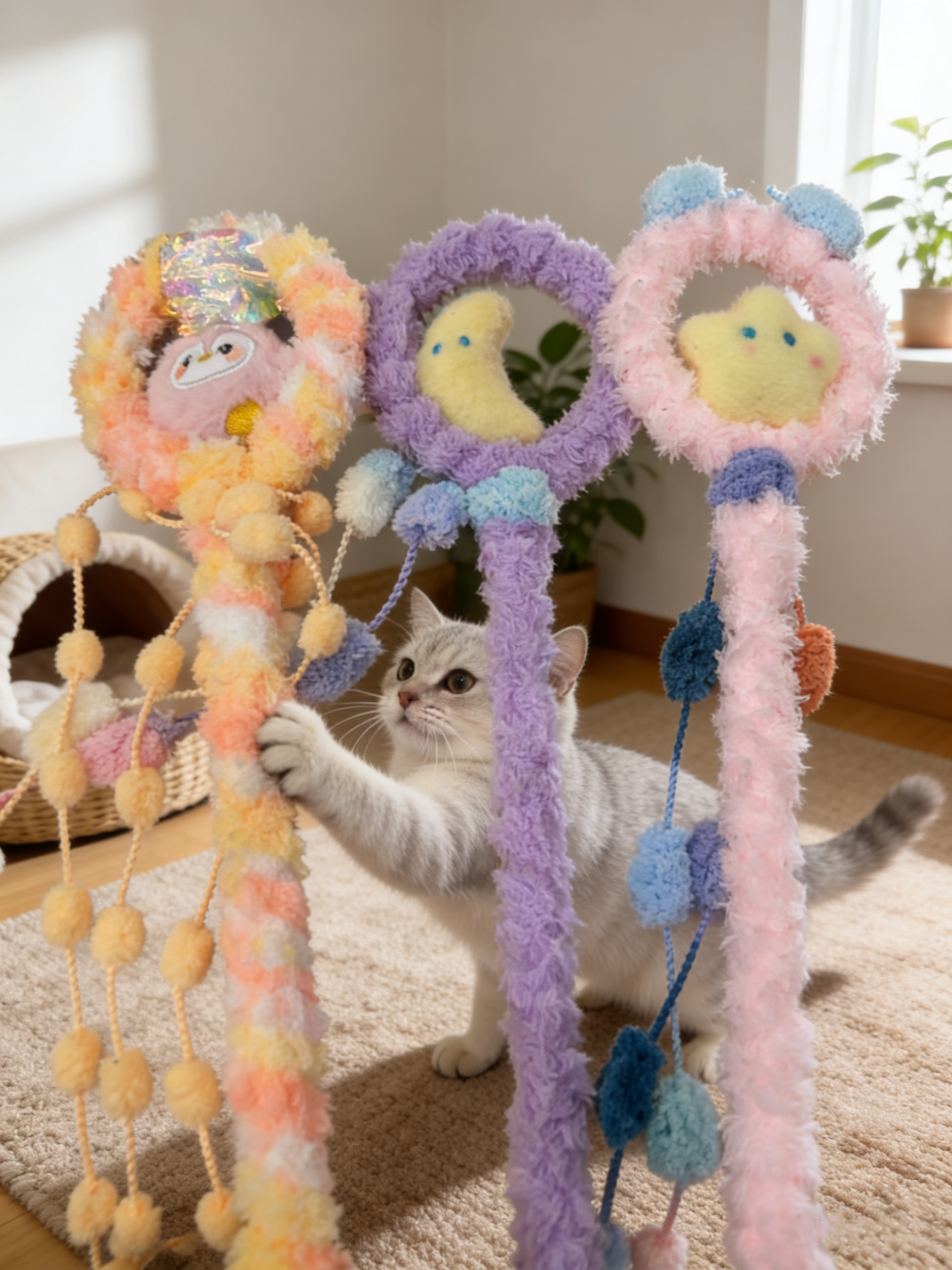 【二等奖】（定制款仙女棒）治愈系毛绒逗猫棒 带铃铛毛球 猫咪趣味