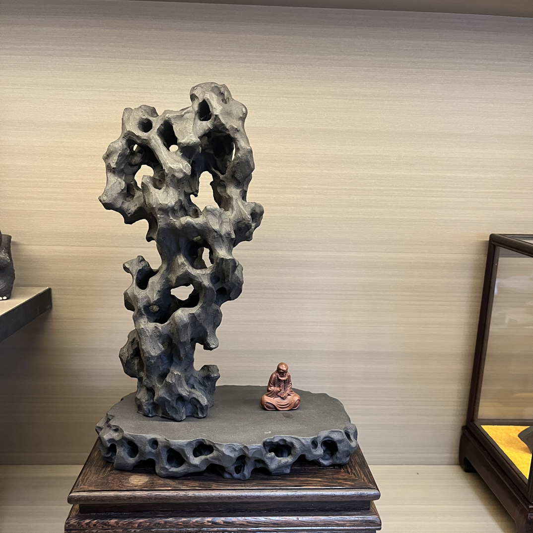 紫砂雕塑雕刻中式杂件全手工太湖石摆件假山精美工艺品创意两件套