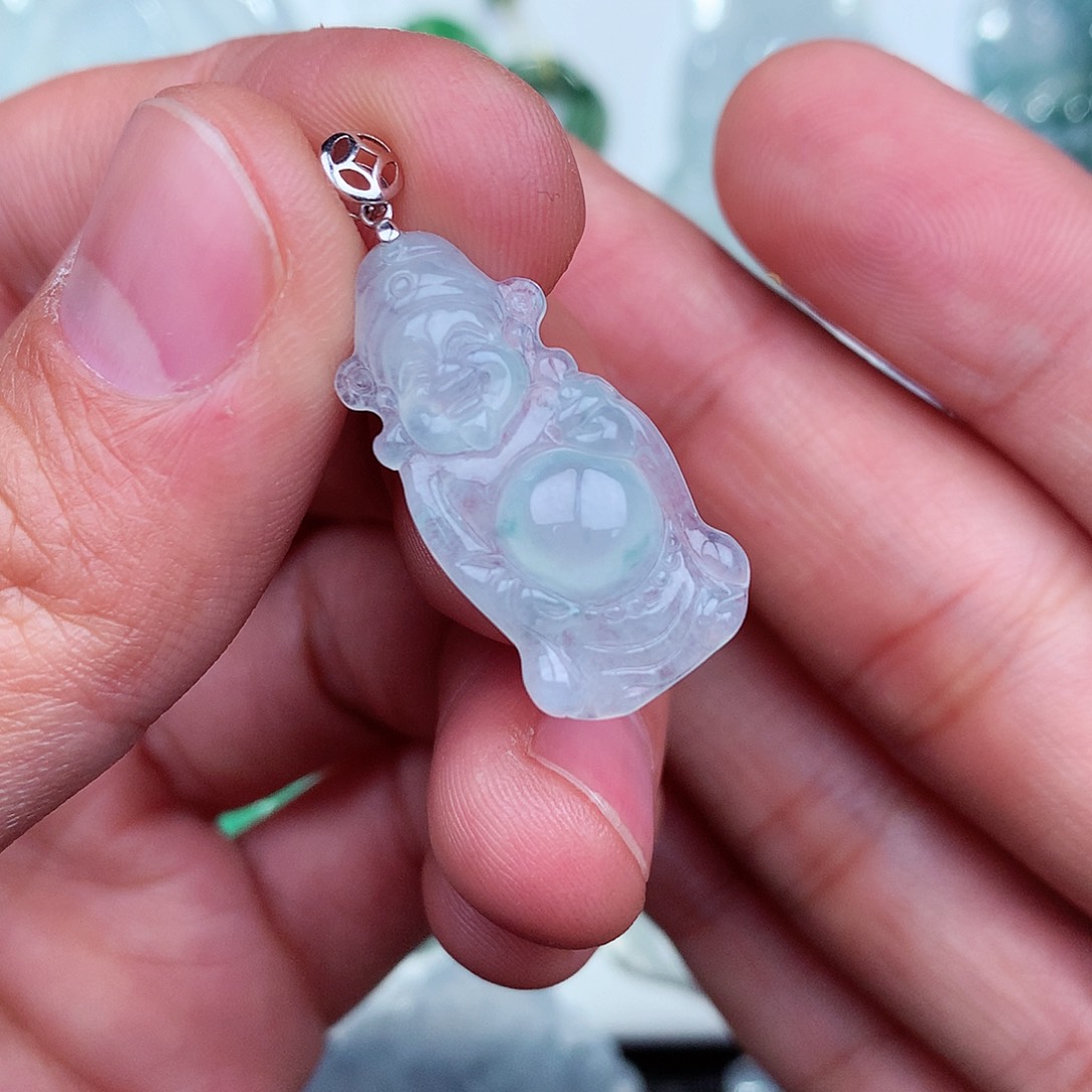 翡翠吊坠(不含链)18K金镶嵌