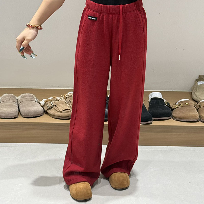 【现货】MIMBLANCHE 26早春新款纯色加绒时尚卫裤