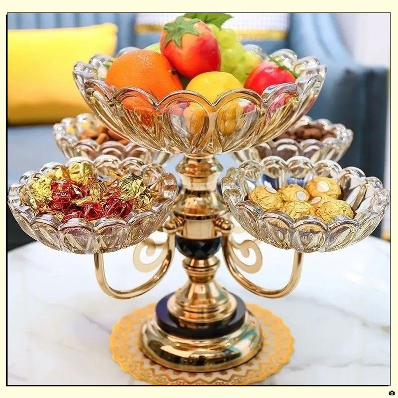 欧式高档多层网红水果盘现代家用客厅茶几创意轻奢零食糖果盘TTY