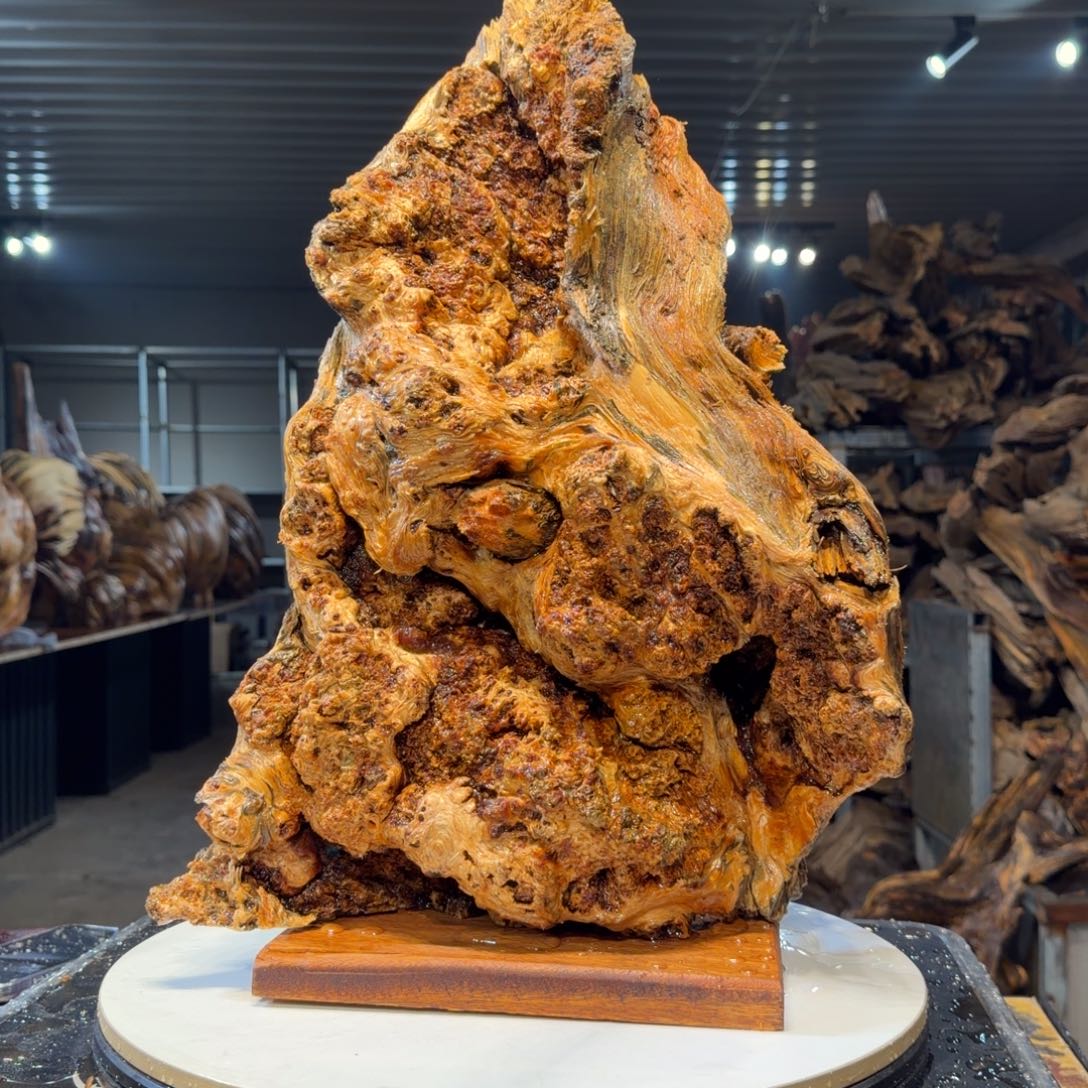 保***件木王一刀琥珀木摆件113