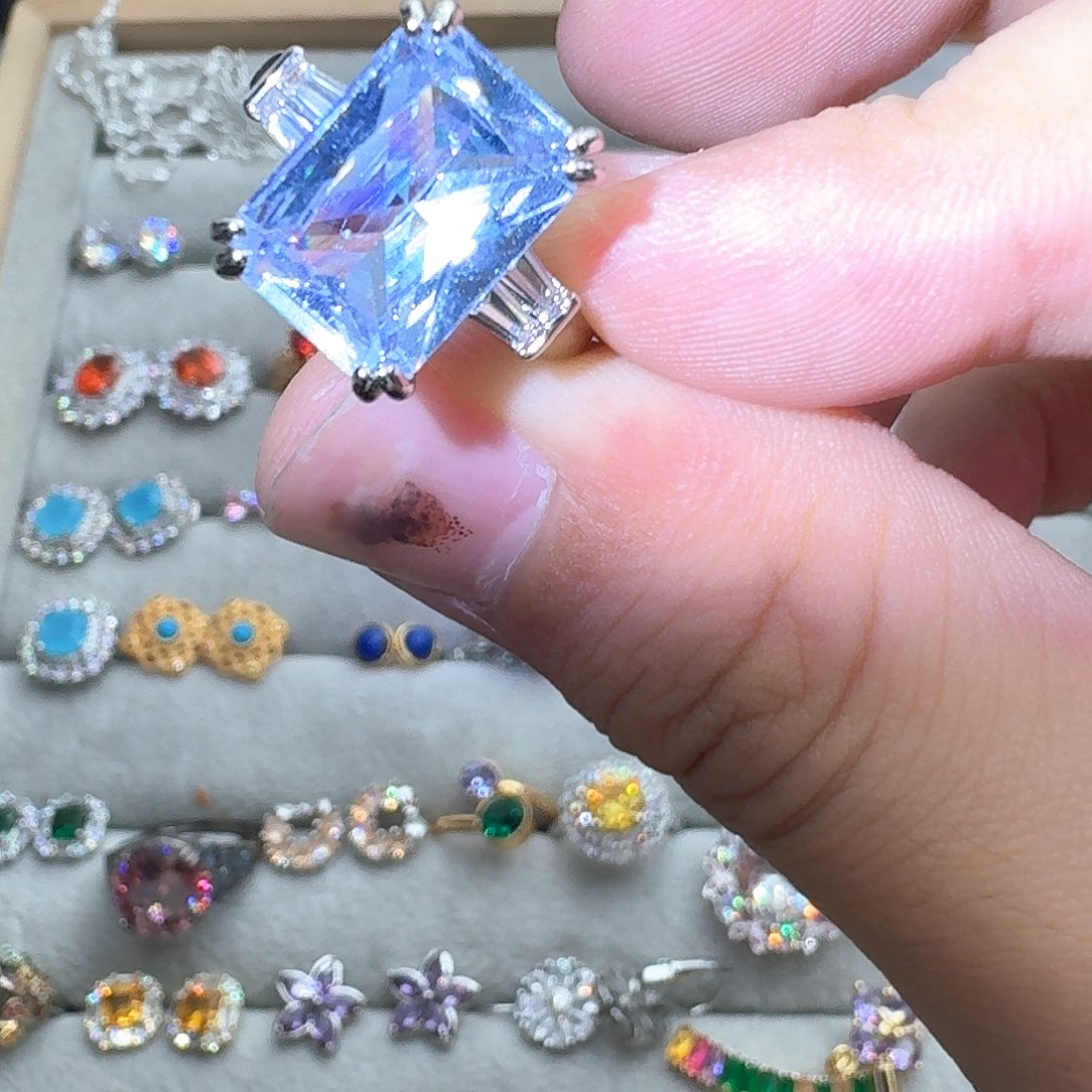 托帕石戒指银S925镶嵌