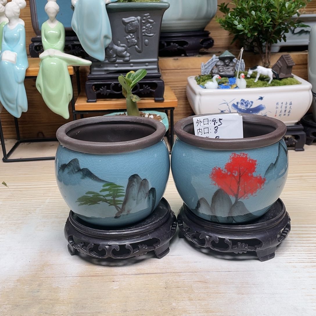 紫砂花盆陶瓷艺术花盆陶瓷