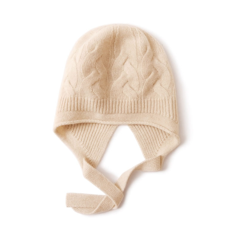 纯山羊绒针织帽时尚护耳帽加厚秋冬保暖风雪帽秋冬