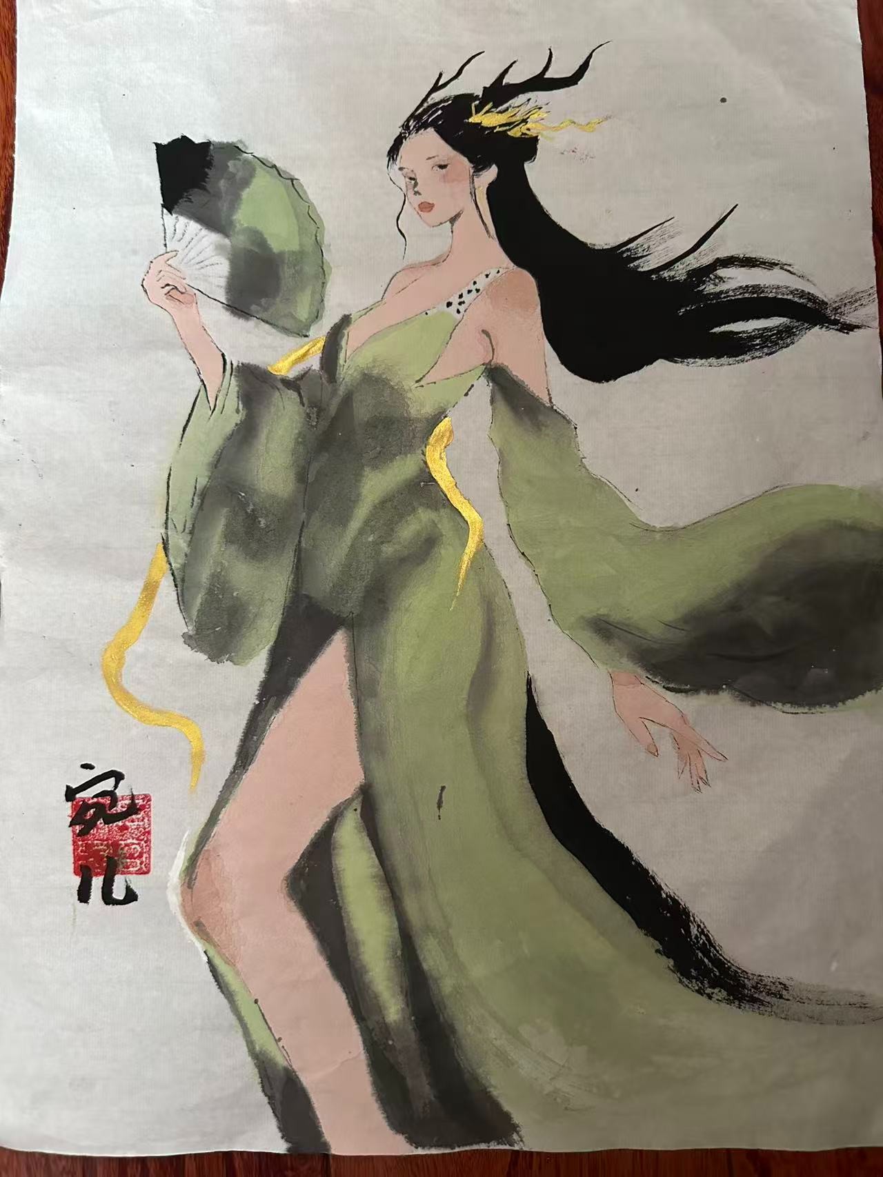 手工唯一原稿图水墨画创意风抽象家居办公营业场所摆台挂画装饰画