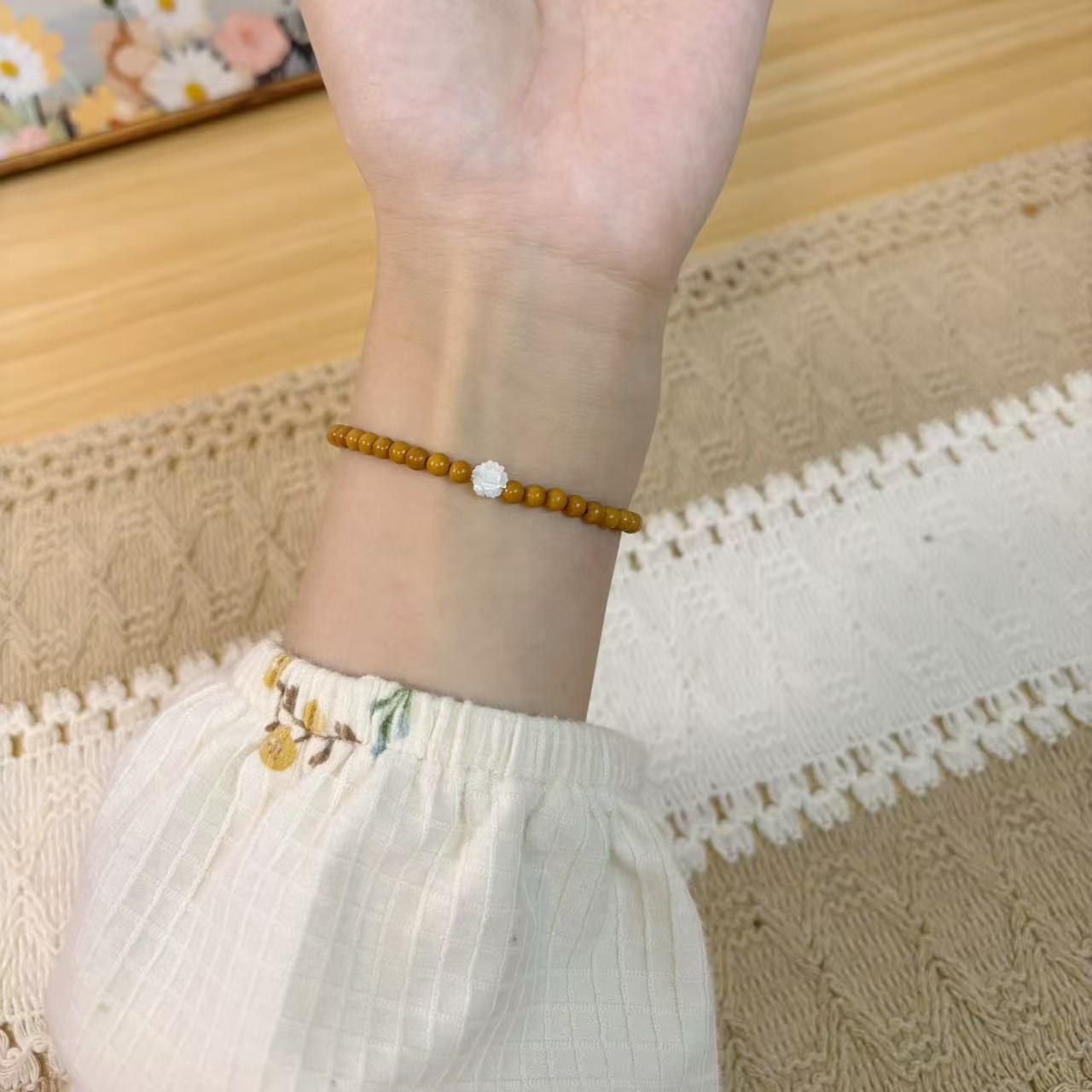 「白露」天然橄榄核手串马蹄螺贝壳可盘玩手串