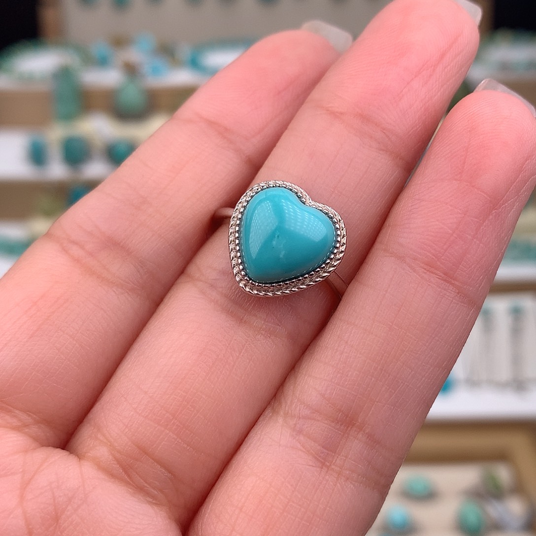 绿松石银S925镶嵌戒指