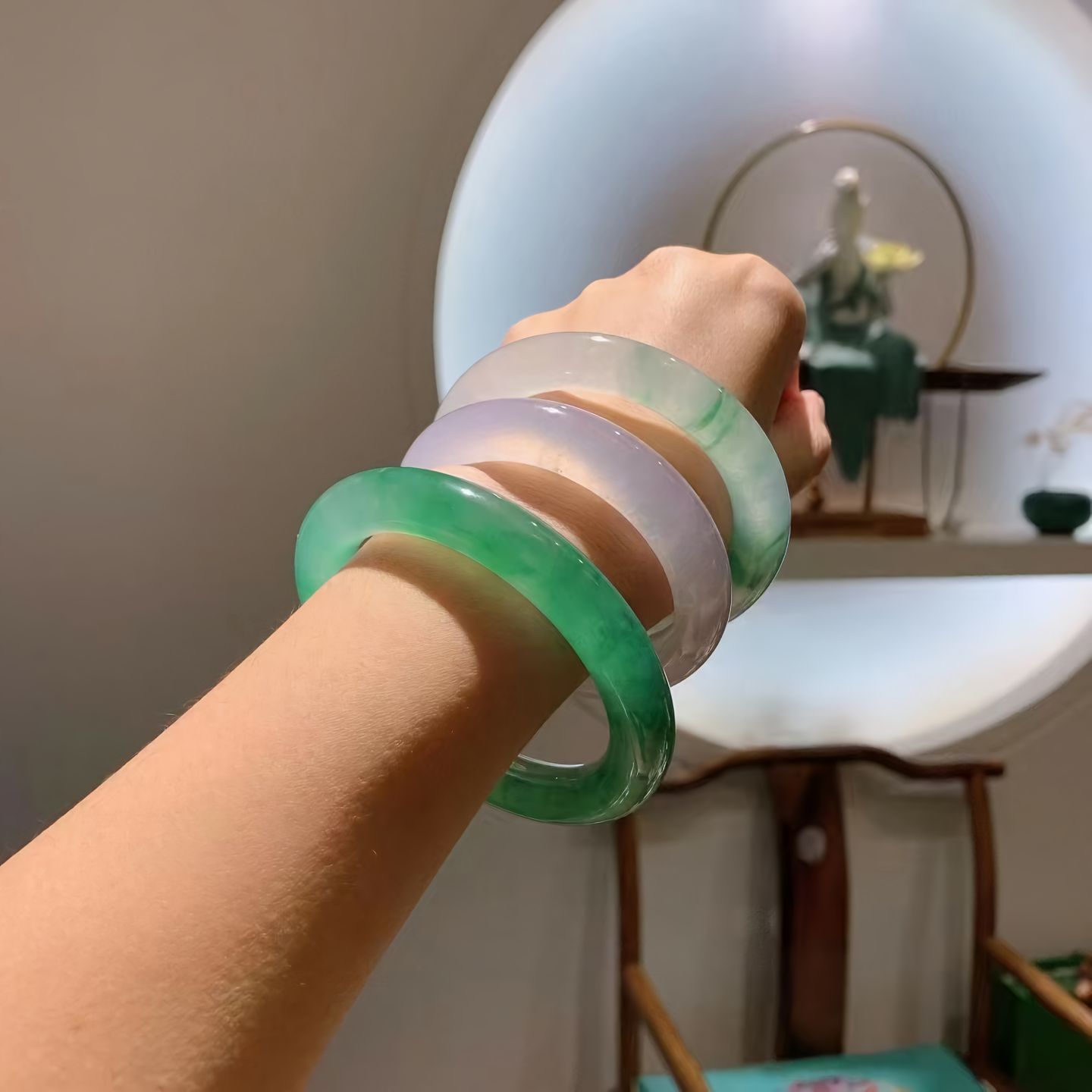 时尚缅风高冰透美人翠手镯【直播专用链接】