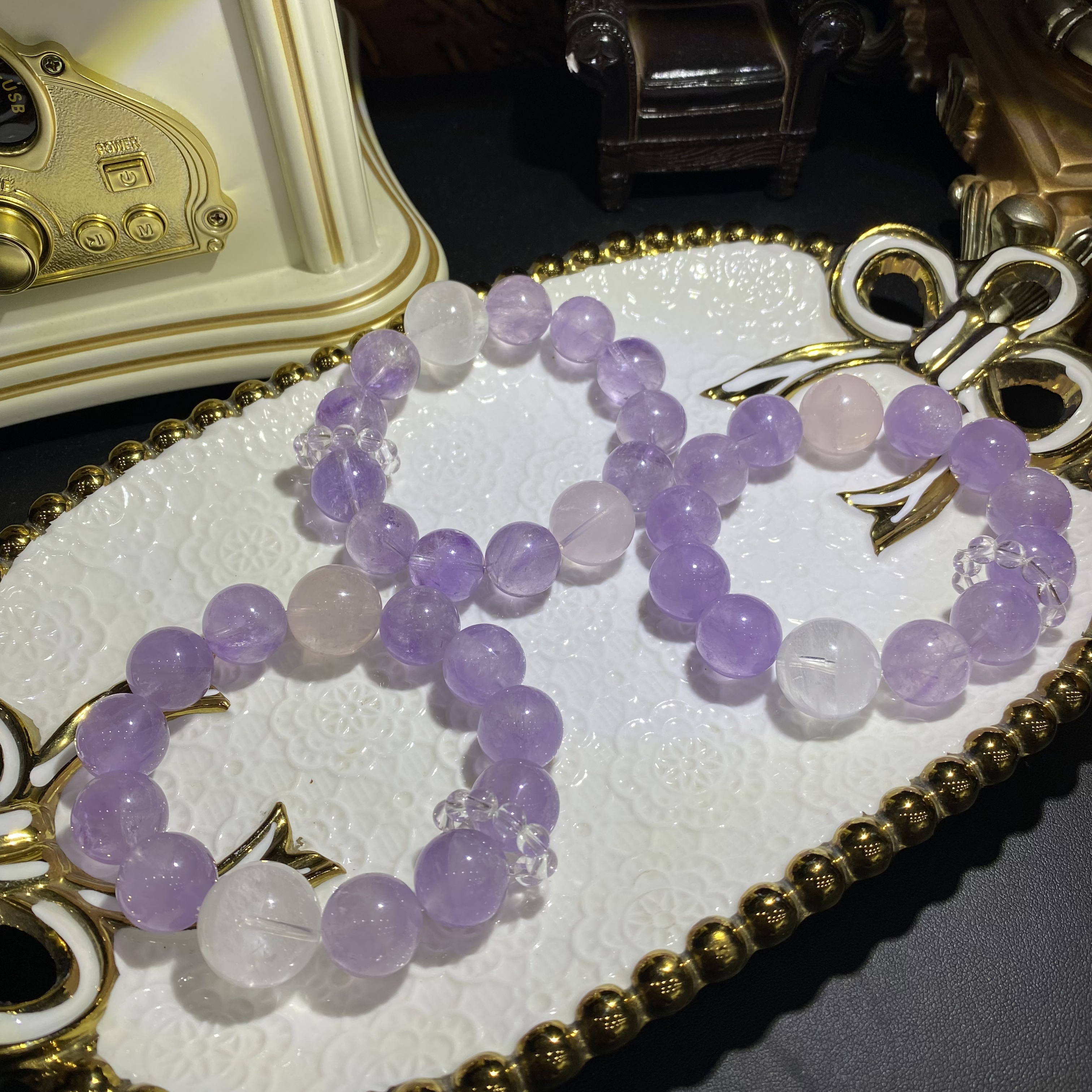 X677-天然玻利维亚紫水晶串单圈设计款-多样性发其一