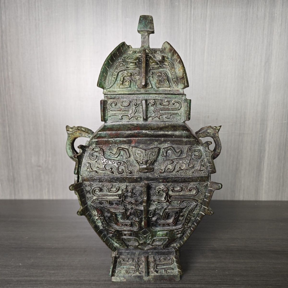 皿方罍商代青铜器工艺品精美收藏客厅玄关摆件仿古家居装饰酒器