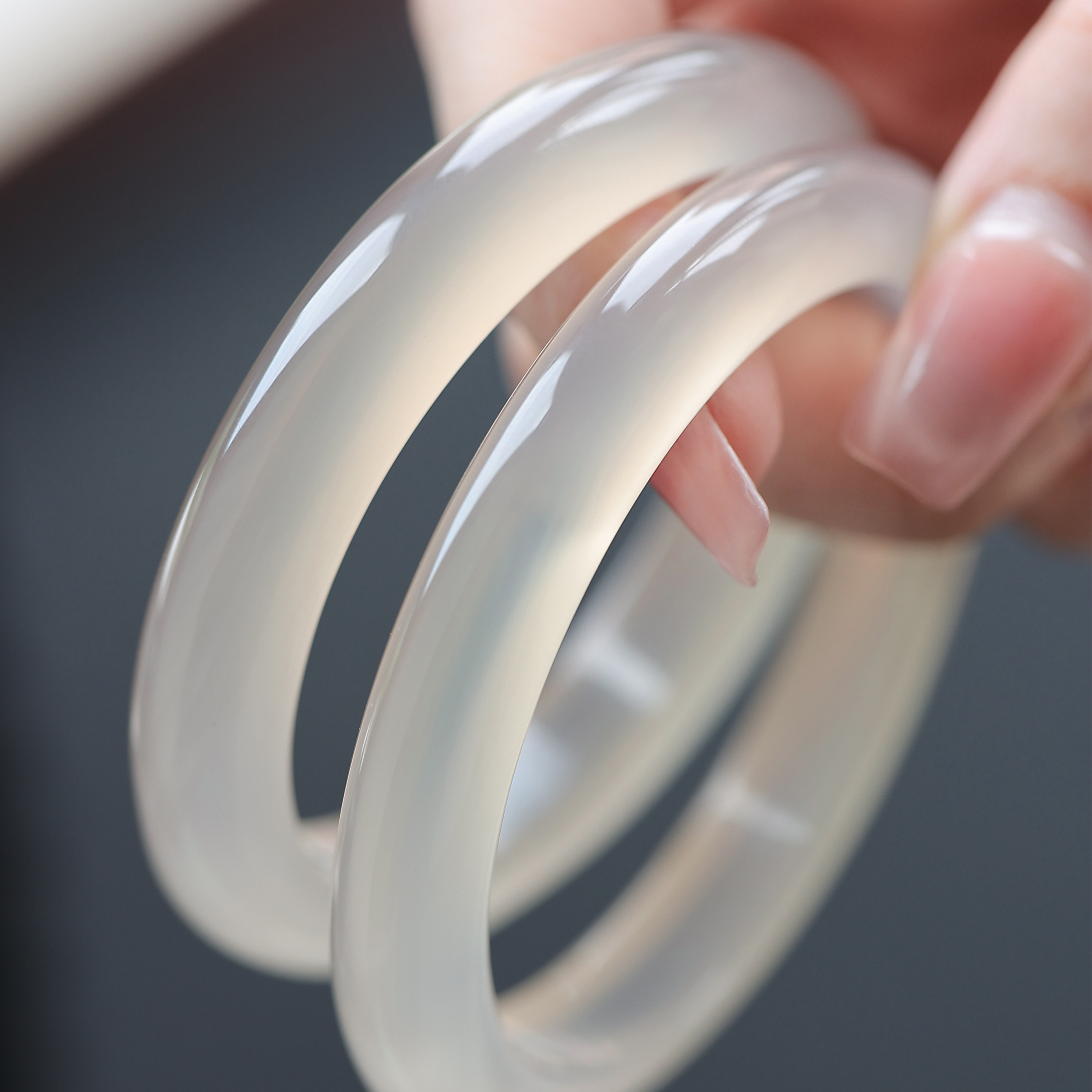 白昼集/收藏级高冰手镯/天然玛瑙手镯女款冰种冰透天然玉髓礼物女