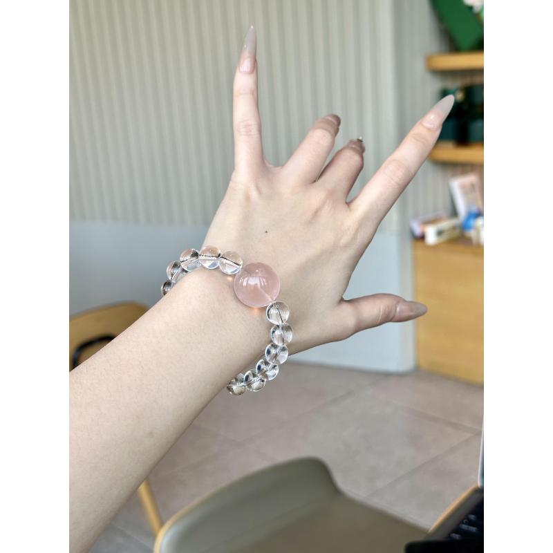 【小橘汁】净体白水晶冰橘粉水晶手串