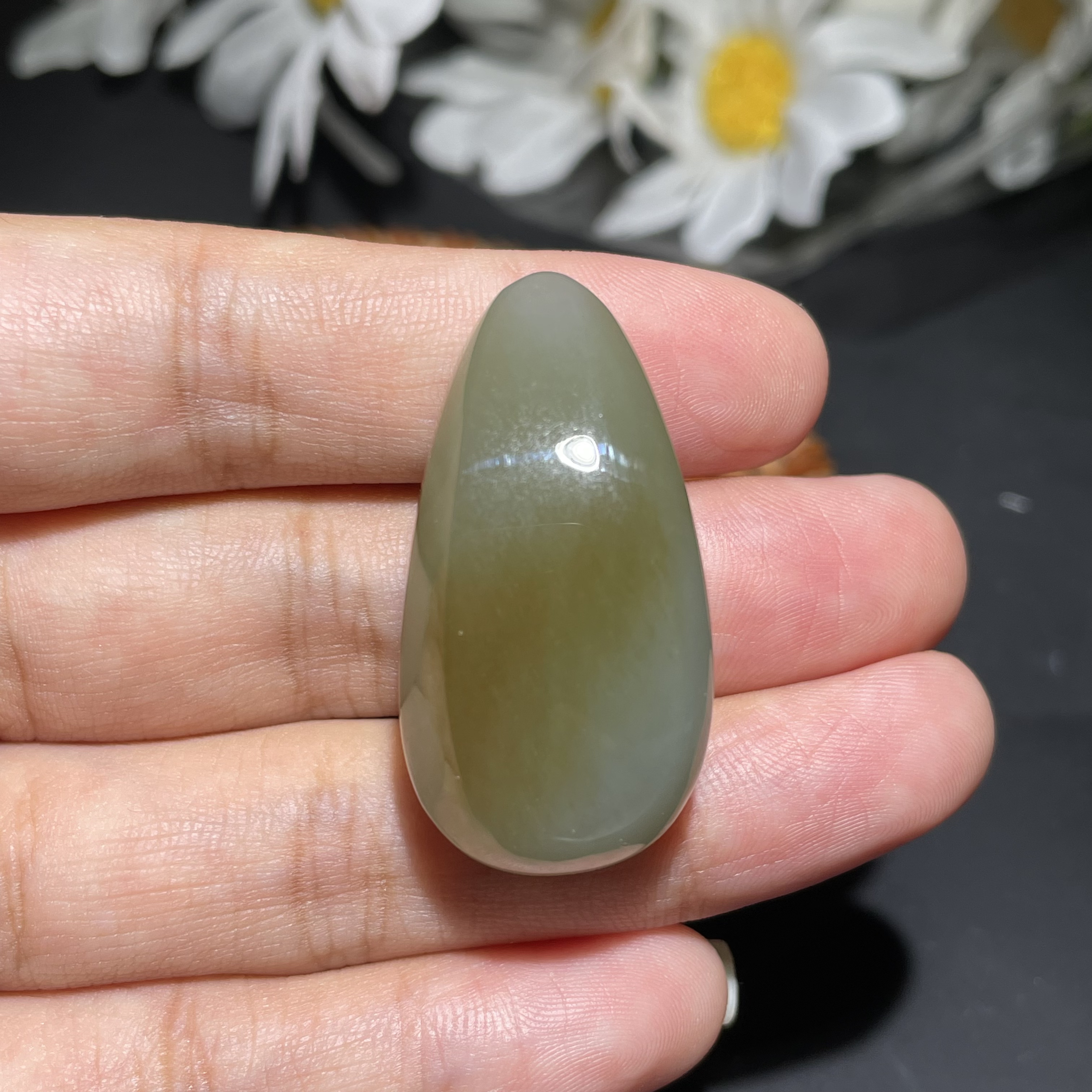 天然和田玉且末蓝带糖随形水滴挂件18.4克36-18.6-14.6毫米