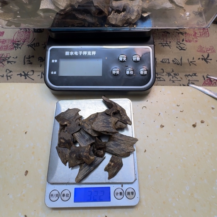 子***坚绿奇楠海南透顶绿块料32克