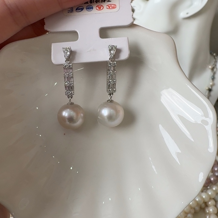 淡水珍珠耳饰银S925镶嵌127号