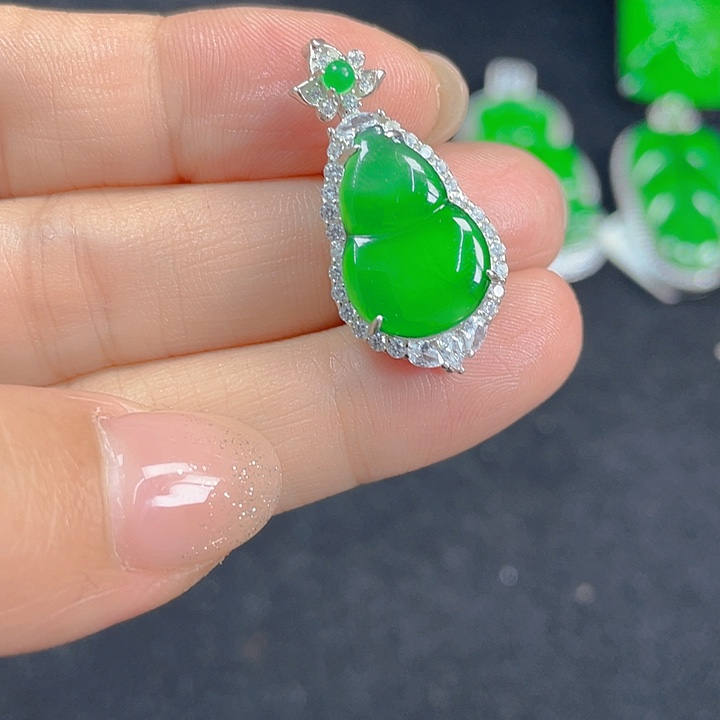 翡翠银S925镶嵌吊坠(不含链)