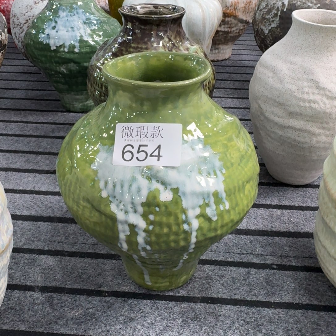 莲***心摆件陶景德镇高温花瓶编码654高28口8默认无孔